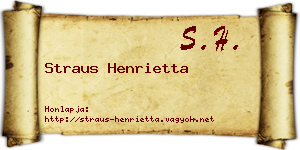 Straus Henrietta névjegykártya